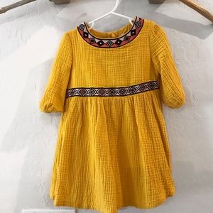 4T Genuine Kids Yellow Aztec Detail Girls Dress